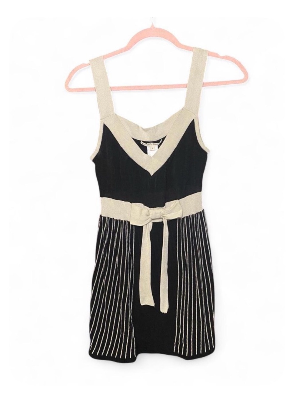 Whimsygoth Chic Vintage Nanette Lepore Black Cream Striped Babydoll Dress Top